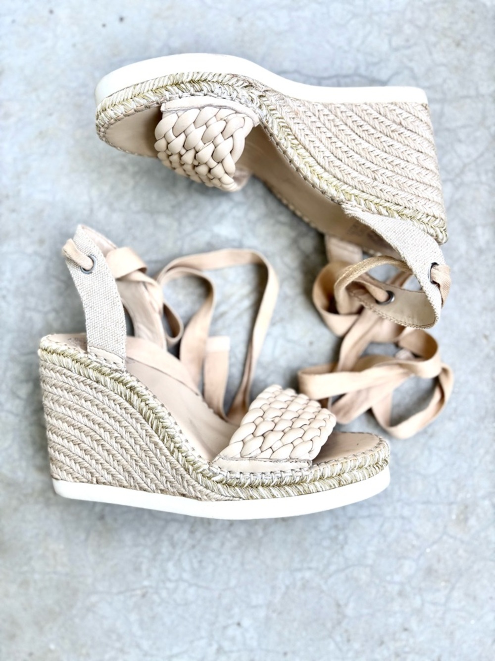 Vince Camuto Bryleigh Espadrilles Wedges Sandals Braided Natural Ankle Tie 7.5 - Picture 3 of 8